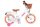 Weißes Kinderfahrrad mit pinken Akzenten und Korb vorne