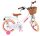 Weißes Kinderfahrrad mit pinken Akzenten und Korb vorne