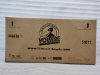 Kartonverpackung für ein Fahrrad mit Logo und Website-Adresse