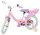 Rosa und lila Kinderfahrrad mit Sitz für Spielzeug hinten