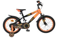 Schwarzes Kinderfahrrad mit orangefarbenen Akzenten und...