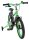 Kinderfahrrad in Schwarz und Grün mit Stützrädern und gepolsterter Sitzfläche