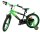 Schwarzes Kinderfahrrad mit grünen Akzenten und stabilen Reifen