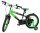 Schwarzes und grünes Kinderfahrrad mit stabilen Reifen und Rücktrittbremse