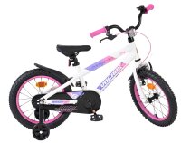 Weißes Kinderfahrrad mit pinken Akzenten und 16-Zoll-Rädern