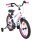 Weißes Kinderfahrrad mit pinken Griffen und Stützrädern
