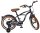 Schwarzes Kinderfahrrad mit braunen Details und Stützrädern