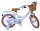 Blaues Kinderfahrrad mit Korb, braunen Reifen und bequemer Sitzfläche