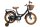 Schwarzes Kinderfahrrad mit Korb, braunem Sattel und stabilen Stützrädern