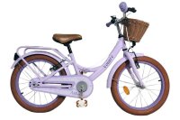 Lila Kinderfahrrad mit Korb und braunem Sattel, stabiler...
