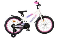 Weißes Kinderfahrrad mit pinken Akzenten und...