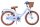 Kinderfahrrad in Weiß mit braunem Korb und orangefarbenen Reifen