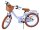 Fahrrad mit Korb, blauer Rahmen und braunen Reifen