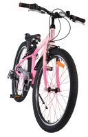 Rosa Mountainbike mit dicken Reifen und sportlichem Design