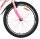 Vorderreifen eines pinken Fahrrads mit reflektierendem Element und schwarzem Profilreifen