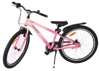 Rosa Mountainbike mit schwarzem Sattel und Reifen, sportliches Design