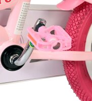 Rosa Fahrradpedal mit rutschfester Oberfläche und stabiler Halterung