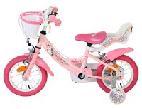Rosa Kinderfahrrad mit Korb und Einhorn-Motiv, 12 Zoll Räder