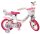Kinderfahrrad mit Einhorn-Motiv, pinken Akzenten und Korb vorne