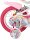 Kinderfahrrad mit pinken Reifen und Einhorn-Motiv auf dem Rahmen