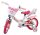 Kinderfahrrad mit Einhorn-Motiv, pinken Reifen und Korb vorne
