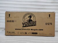 Kartonverpackung für ein Fahrrad mit Logo und Gewichtsangabe