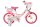 Rosa Kinderfahrrad mit Einhorn-Motiv und Korb vorne