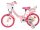 Rosa Kinderfahrrad mit Einhorn-Motiv und Korb vorne
