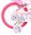 Rosa Kinderfahrrad mit Einhorn-Motiv und bunten Aufklebern