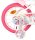 Rosa Kinderfahrrad mit Einhorn-Motiv und pinken Reifen