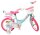 Kinderfahrrad in Türkis und Pink mit Einhorn-Motiv und Korb