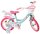 Kinderfahrrad in Türkis und Pink mit Einhorn-Motiv und Korb