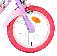 Volare Unicorn Kinderfahrrad für Mädchen 14 Zoll Lila mit Korb und abnehmbaren Stützrädern