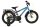 Kinderfahrrad in Blau mit Stützrädern und Gepäckträger