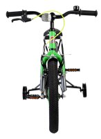 Kinderfahrrad in Grün mit Stützrädern und verstellbaren Handgriffen