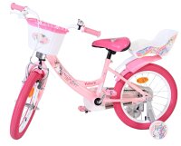 Rosa Kinderfahrrad mit Korb und Einhorn-Motiv, 16 Zoll Reifen