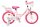 Rosa Kinderfahrrad mit Einhorn-Motiv und Korb vorne