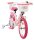 Rosa Kinderfahrrad mit Einhorn-Motiv und Korb vorne