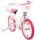 Kinderfahrrad in Weiß mit pinken Akzenten und Korb vorne