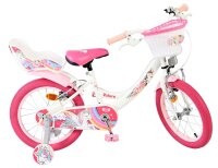 Kinderfahrrad in Weiß und Pink mit Einhorn-Motiv und Korb