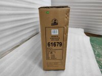 Braune Kartonverpackung mit weißen Schriftzügen und Produktinformationen