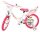 Kinderfahrrad in Weiß und Pink mit Korb und Einhorn-Design