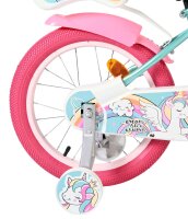 Pinkes Kinderfahrrad mit Einhorn-Motiv und stabilen...