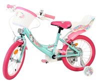 Kinderfahrrad in Mintgrün und Pink mit Korb und Sattelstütze
