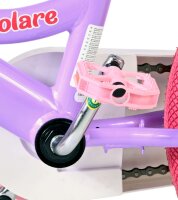 Lila Fahrradrahmen mit pinkem Pedal und Kettenantrieb