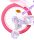 Buntes Kinderfahrrad mit Einhorn-Motiv und pinken Reifen