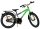 Kinderfahrrad in Grün und Grau mit stabilen Reifen und Gepäckträger