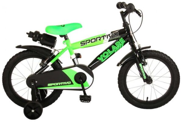 Volare Sportivo Kinderfahrrad in 16-Zoll-Größe, Neongrün und Schwarz