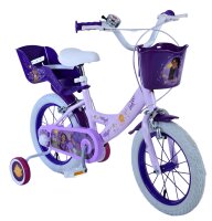 Volare Disney Wish Kinderfahrrad für Mädchen - 14 Zoll - Lila mit zwei Handbremsen