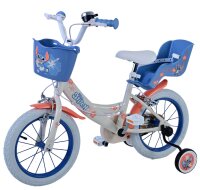 Volare Disney Stitch Kinderfahrrad für Mädchen - 14 Zoll in Creme Koralle Blau mit zwei Handbremsen